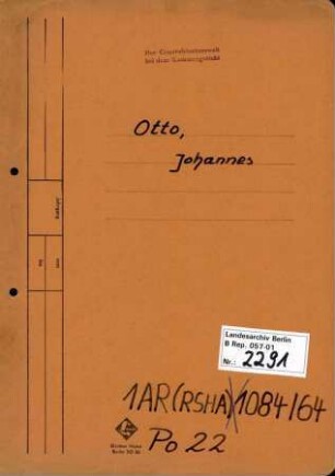 Personenheft Johannes Otto (*24.12.1906), SS-Obersturmführer