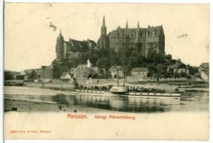 Meißen. Albrechtsburg, Elbe und Dampfer "Saxonia"