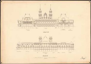 Kurhaus, Wiesbaden: 2 Längsschnitte 1:200