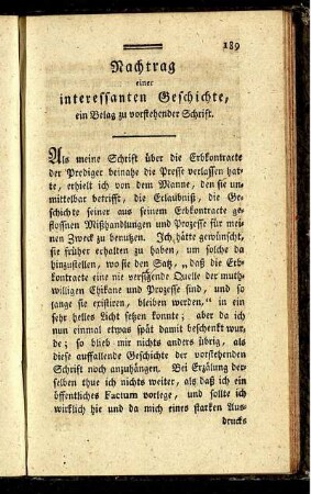 Nachtrag einer interessanten Geschichte, ein Belag zu vorstehender Schrift.