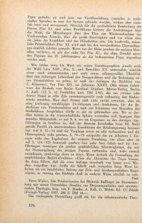 376-377 [Rezension] Walser, Peter, Die Prädestination bei Heinrich Bullinger im Zusammenhang mit seiner Gotteslehre
