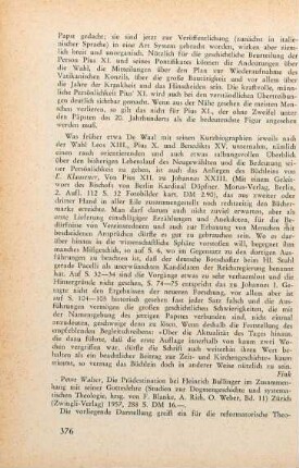 376-377 [Rezension] Walser, Peter, Die Prädestination bei Heinrich Bullinger im Zusammenhang mit seiner Gotteslehre