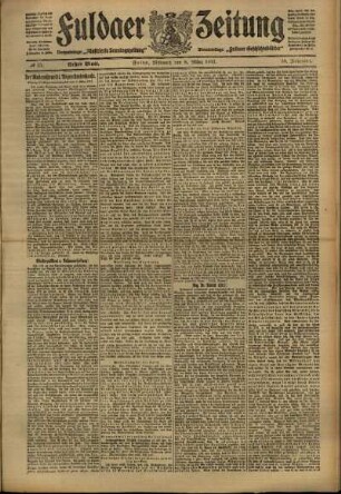Erste Ausgabe vom Mittwoch, den 08. März 1911.