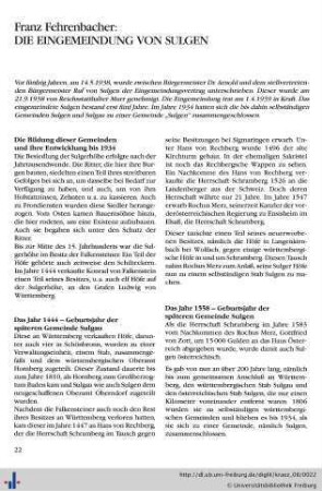 Die Eingemeindung von Sulgen.
