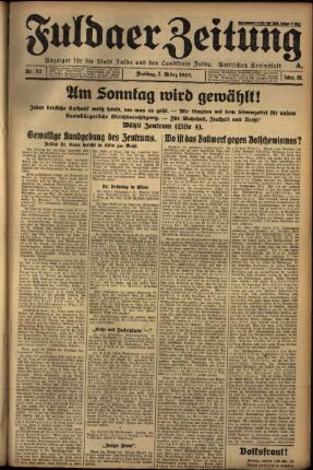 Ausgabe vom Freitag, den 03. März 1933.