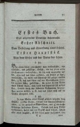 Erstes Hauptstück. - Zweytes Hauptstück.