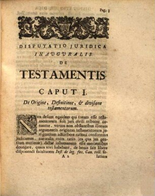 Disp. iur. inaug. de testamentis