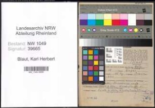 Entnazifizierung Karl Herbert Blaut , geb. 15.12.1918 (Bahninspektor)
