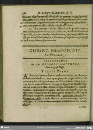 Dissert. Harmon. XIV. De Pleuritide