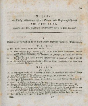 I. Chronologisches Verzeichniß der in diesem Bande enthaltenen Gesetze und Verordnungen