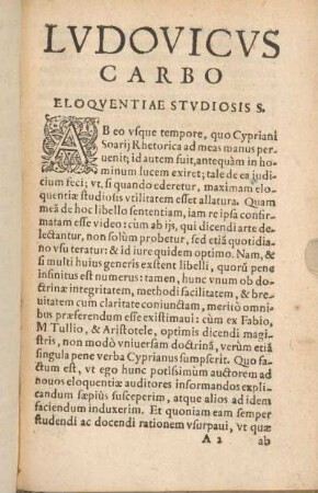Lvdovicvs Carbo Eloqventiae Stvdiosis S.