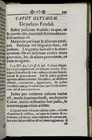 Caput Ultimum. De judicio Feudali.