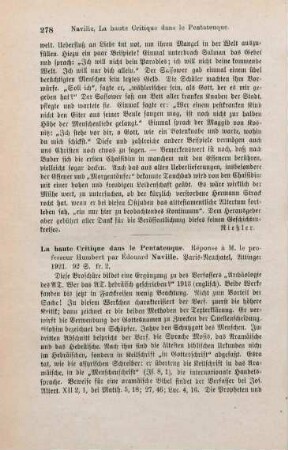 278-279 [Rezension] Naville, Edouard, La haute critique dans le Pentateuque