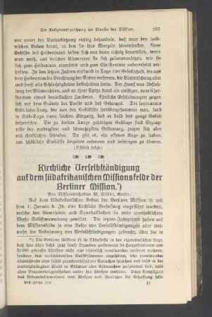 Kirchliche Verselbständigung auf dem südafrikanischen Missionsfelde der Berliner Mission