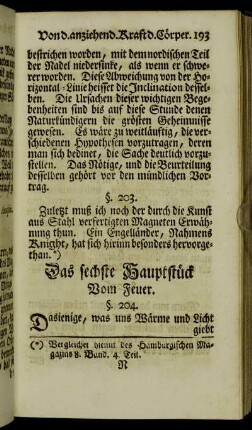 Das sechste Hauptstück Vom Feuer.