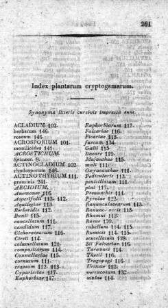 Index plantarum cryptogamarum