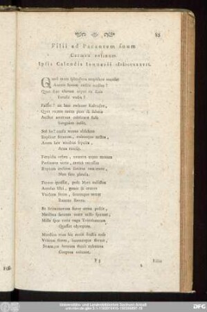 Filii ad Parentem suum Carmen votiuum. Ipsis Calendis Ianuarii MDCCXXXVII.