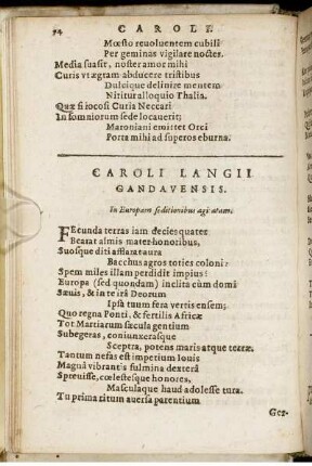 Caroli Langii Gandauensis.