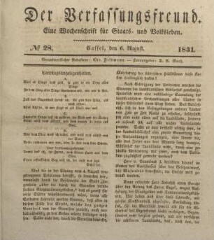 № 28. Cassel, den 6. August. 1831.