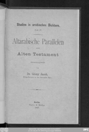 Altarabische Parallelen zum Alten Testament