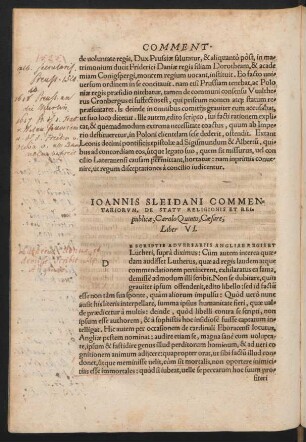 Ioannis Sleidani Commentariorum ... Liber VI.
