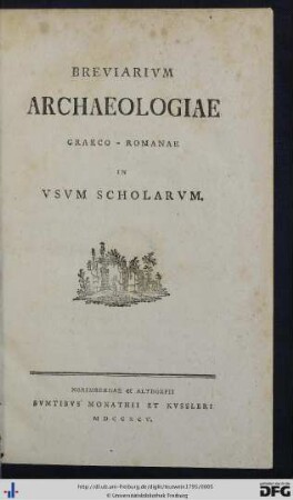 Breviarivm Archaeologiae Graeco-Romanae In Vsvm Scholarvm