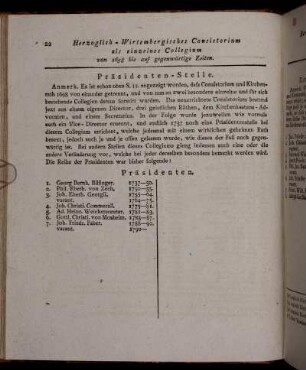 Herzoglich-Wirtembergisches Consistorium als einzelnes Collegium von 1698 bis auf gegenwärtige Zeiten.