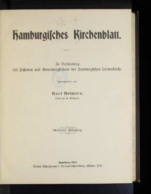 7.1910: Hamburgisches Kirchenblatt