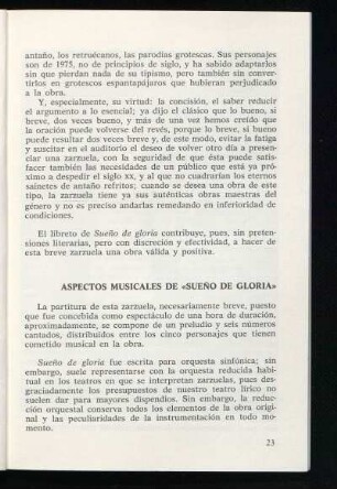 Aspectos musicales de "Sueño de gloria"