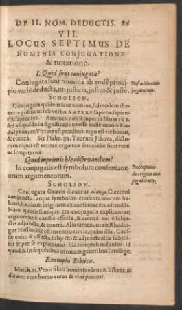 VII. Locus Septimus De Nominis Coniugatione & notatione.