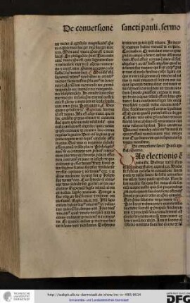 Vas electionis... Habentur verbum istud in actibus apostolorum capitulo ix. Hodie fit festum in ecclesia de conversione sancti Pauli de nullo sancto fit festum conversionis nisi de beato Paulo apostolo.