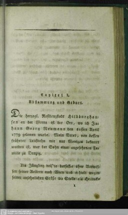 Capitel I. Abstammung und Geburt