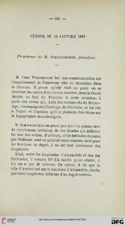 Séance du 14 Janvier 1887