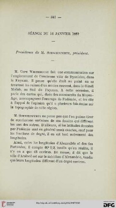 Séance du 14 Janvier 1887