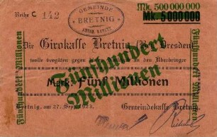 Notgeld - 500 Mill. Mark