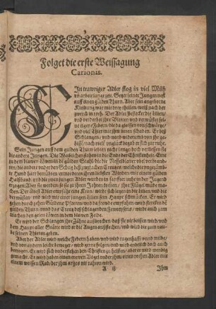 Folget die erste Weissagung Carionis.