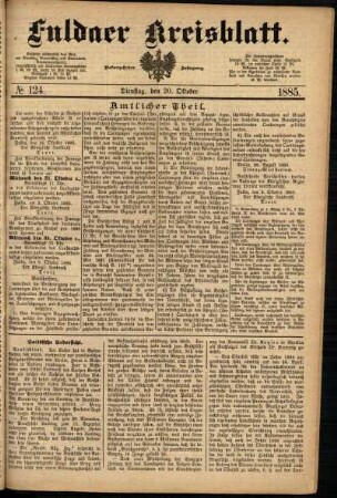Ausgabe vom Dienstag, den 20. Oktober 1885.