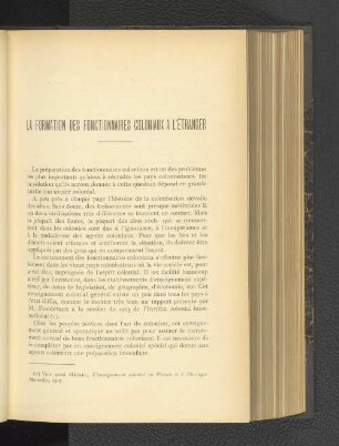 La formation des fonctionnaires coloniaux l´étranger