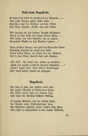Kind beim Begräbnis. / Begräbnis.