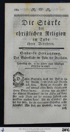 Siebende Betrachtung. Das Schreckliche im Tode der Gottlosen.