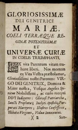 Gloriosissmæ dei genitrici Mariæ,...
