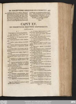 Caput XV. De Perceptione Redituum Universalium.