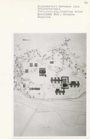 Seefahrtschule, Kiel-Friedrichsort (Diplomarbeit bei Bernhard Hermkes): Lageplan