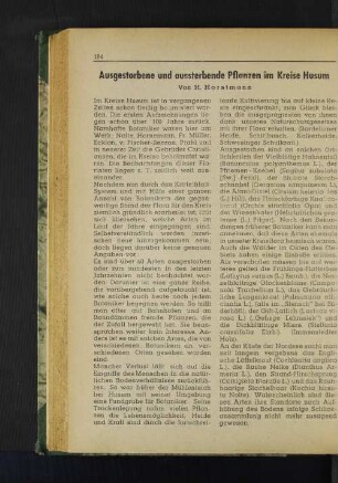 Ausgestorbene und aussterbende Pflanzen im Kreise Husum