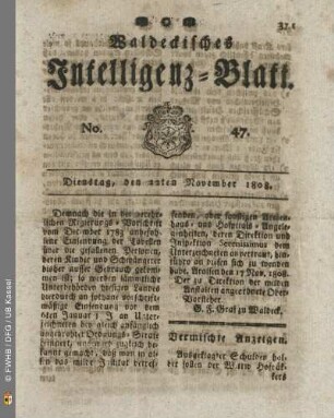 No. 47. Dienstag, den 22ten November 1808