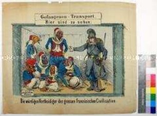 Karikatur auf aus den französischen Kolonien stammende Kriegsgefangene während des Deutsch-Französischen Kriegs