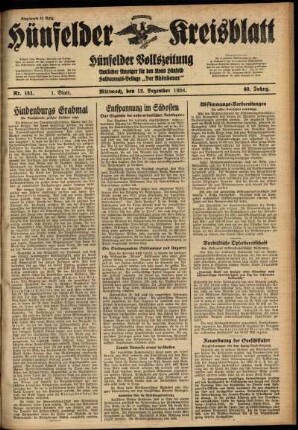 Erste Ausgabe vom Mittwoch, den 12. Dezember 1934.