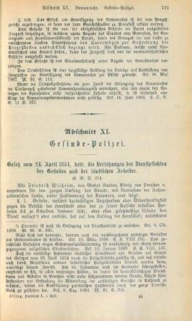 Abschnitt XI. Gesinde-Polizei