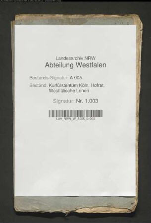 Vortrag in Sachen Franz Clemens von Fürstenberg gegen seine Brüder Friedrich Leopold und Theodor von Fürstenberg wegen Lehnsnachfolge