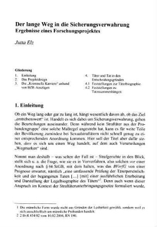 333-344, Der lange Weg in die Sicherungsverwahrung. Ergebnisse eines Forschungsprojekts